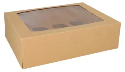 Produktbild von Cupcake-Kartons eckig 10 cm x 35 cm x 27 cm mit Sichtfenster aus PLA
