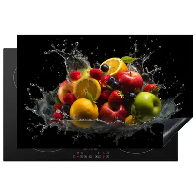 Produktbild von KitchenYeah© Herdabdeckplatte Obst - Apfel - Orange - Rote Früchte - Wasser , 81x52cm, Küche Deko, Glaskeramikkochfeld Herdabdeckung, Abdeckplatte fùr Kochfeld