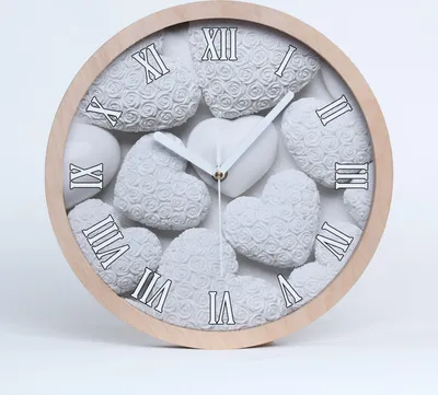 Produktbild von Holzuhr 20fi cm wanduhr - weiße Spitzen - Weißer Hintergrund Herz