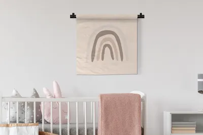 Produktbild von MuchoWow® Wandteppich Wandbehang Regenbogen - Pastell - Strichzeichnung 60x60 cm Tapisserie Dekoration Wandtuch - Dekorationen - Wand Decke