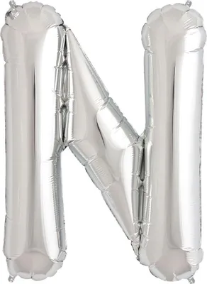 Zdjęcie produktu dla Srebrny Balon Kształt Litery 40Cm Srebrna Litera N