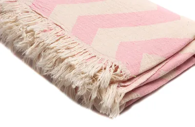 Produktbild von Strandtuch Hamamtuch Saunatuch Pink Zickzack 100% Baumwolle 100x180
