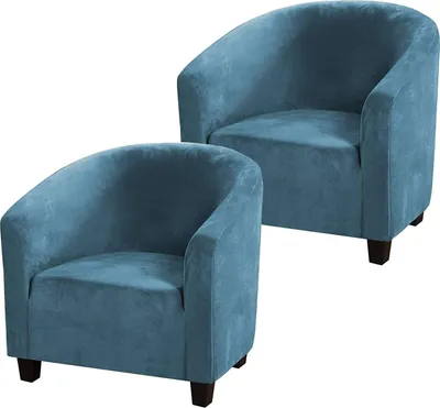 Obrázek produktu pro 2 Piece Club Chair Slipcover Chair Cover Stretch Velvet Sofa Cover Elastická vana Kryt křesla Křeslo pro klubové křeslo Lounge Chair Cocktail Chair （Blue）