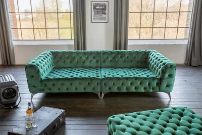 Produktbild von KAWOLA Big Sofa NARLA Chesterfield Sofa Velvet grün