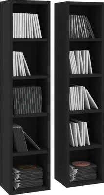Produktbild von "Winter Sale" CD-Regale 2er-set - Schwarz 21x16x93,5cm Holzwerkstoff - clorisNeu572785 - CD- & DVD-Regale