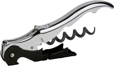 Productafbeelding van Genuine Kurkentrekker - Slider 150 - Verchroomd - Zwart - Professionele kurkentrekker - Dubbele hendel - Kelner - Sommelier - Origineel