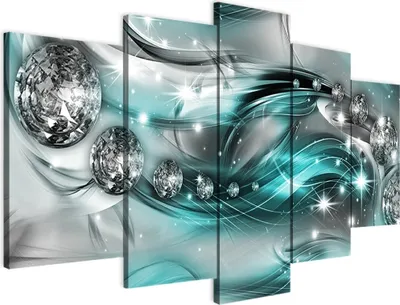 Produktbild von Leinwandbild-Set Großes Bild für das Wohnzimmer Diamanten Türkis 50x100