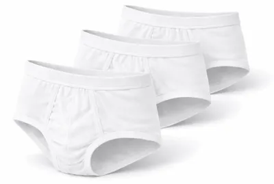 Produktbild von Herren Slips 3er Pack 100% Baumwolle ohne Gummi atmungsaktiv bequem hautfreundlich Unterwäsche Weiß/L
