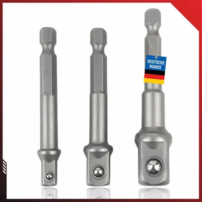 Produktbild von Stecknuss-Adapter 3er Set Sechskant auf 1/4", 1/2", 3/8" Vierkant