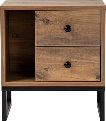 Image de Skye Decor, Mica - Atlantic Pine, Black, Table de nuit, Pin atlantique, 100 % panneau de particules mélaminé, 45,2 x 29,5 x 50