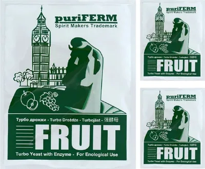 Produktbild von HUGBERT Turbohefe puriFERM Fruit Obst Vodka Alkohol Gärhefe Hefe Schnaps, 3 Stück