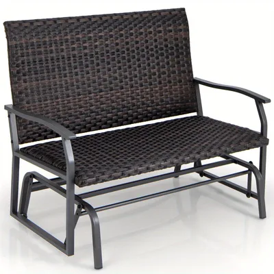 Image de Banc balancier - Banc de jardin - Banc suspendu - Banc lounge - Banc d'extérieur - Banc en rotin tressé pour 2 personnes