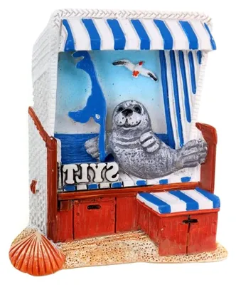 Produktbild von Souvenir Magnet Sylt mit Strandkorb und Seehund