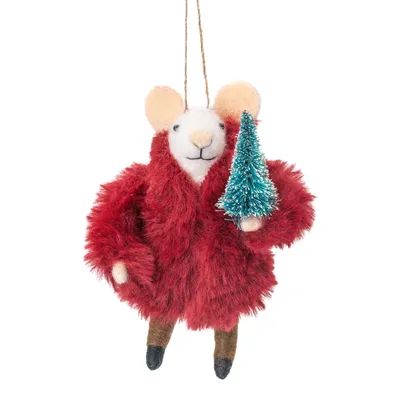 Produktbild von Maus Pelzmantel Filz Weihnachthänger - Sass & Belle
