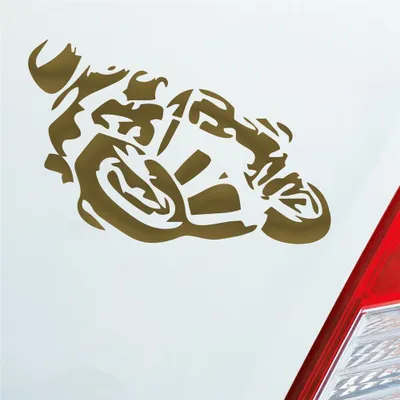Produktbild von Auto Aufkleber Motorrad Mopped Biker Moped 10x7 cm Gold Sticker Heckscheibenaufkleber