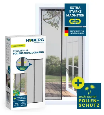 Immagine prodotto di Tenda HOBERG contro insetti e pollini con nastri magnetici XXL – 90 x 210 cm