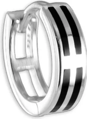 Produktbild von Herren Ohrring: 925 Silber Creole mit Onyx