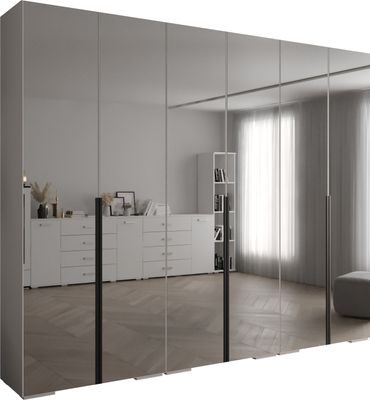 MEBLE KRYSPOL Inova 1 Schrank Spiegel - 236,7x300x47cm - Weiß Weiß Schwarz