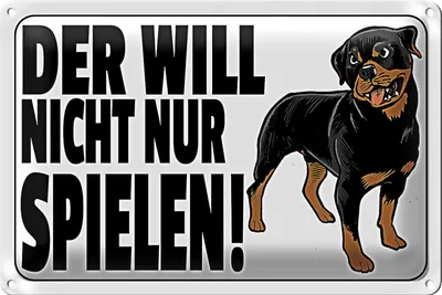 Produktbild von Blechschild Hinweis 18x12cm Hund will nicht nur spielen