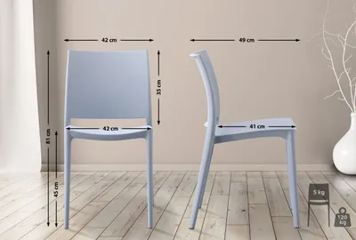 Produktbild von 2er Set Stühle Meton hellgrau, stapelbar, UV-beständig, ergonomische Rückenlehne, 42x81x49 cm