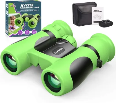 Imagen del producto de Binoculares compactos 8x21 para niños, con guía de aves, que incluyen una funda de transporte y una correa para el cuello