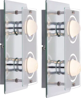 Produktbild von 2x LED Design Wandleuchte, Chrom, Glas satiniert, L 27 cm