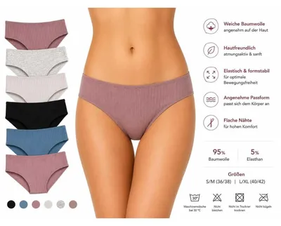 Produktbild von 6er Set Damen Slips Baumwolle Unterhosen weich elastischer Bund Mix 4/L/XL