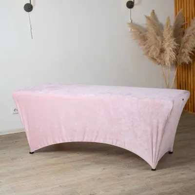 Produktbild von Velours-Liegebezug | Für Kosmetikliegen & Stühle | Waschbar, rutschfest mit Gummibund | Praktische Fußaussparung, 180x60 cm, light-pink