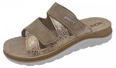 Produktbild von Rohde Damen Pantolette mit Blumendruck und Lederdecksohle Baviera 1302, Größe:41 EU, Farbe:Beige