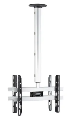 Produktbild von VCM Universal TV Deckenhalterung für 2x TVs | 42-65 Zoll bis 56 kg | bis VESA bis 600x400 | höhverstelbar 127-238 cm | TV Halterung 360 Grad schwenkbar drehbar und 15 Grad neigbar | Fernseher Halter – CM4