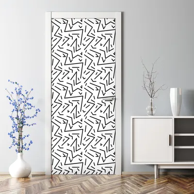 Produktbild von Dekorative Türposter selbstklebend Wandaufkleber Türaufkleber Memphis Schwarz-Weiß 85 x 200 cm
