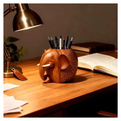 Produktbild von Stiftehalter in Elefantenform, Bleistifthalter für Büro, Schule, Zuhause und Kunstbedarf