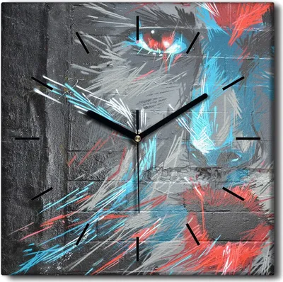 Produktbild von Coloray Uhr auf Leinwand 30x30 cm Wand Uhr Dekoration Wohnzimmer Segeltuch schwarze Hände -Graffiti-Kunstkunst