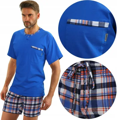 Immagine prodotto di Sesto Senso pigiama uomo cotone manica corta + pantaloni pigiama notte - 2243/09 - BLU - XL