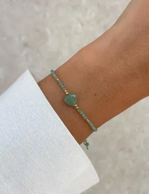 Produktbild von Aventurin-Fadenarmband mit Herz - Glück, Erfüllung von Träumen