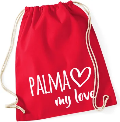 Produktbild von Huuraa Turnbeutel Palma my love 12 Liter Classic Red Baumwolle Rucksack Geschenkidee