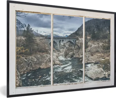 Produktbild von MuchoWow® Gerahmtes Poster Aussicht - Brücke - Wasser 30x20 cm - Poster mit Schwarzem Bilderrahmen Wandposter Rahmen Foto Bilder - Kunstdruck - Bild-Poster