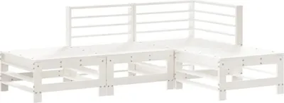Produktbild von 4-tlg. Garten-Lounge-Set Weiß Massivholz Kiefer