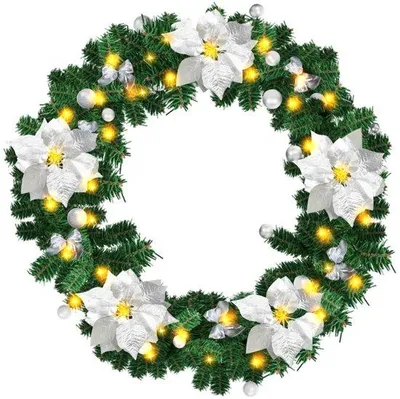 Obrázok produktu pre Vianočná dekorácia s dĺžkou 2,7 metra, LED, strieborná výzdoba