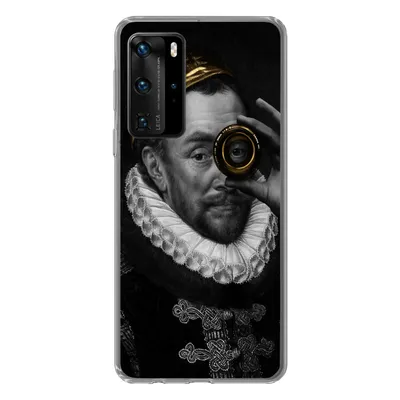 Produktbild von MuchoWow® Handyhülle Schutzhülle Hülle für Huawei P40 Pro Kunst - Gold - Schwarz - Weiß Silikon Softcase Handy Hülle - Schutz
