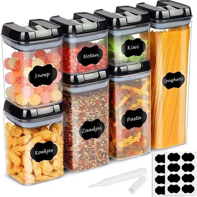 Image de Contenants de stockage Famanu avec étiquettes - Lot de 7 - Hermétiques et sans BPA