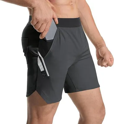Immagine prodotto di Pantaloncini sportivi da uomo leggeri per il fitness con due tasche Grigio scuro M