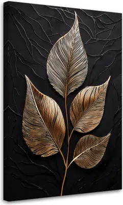 Produktbild von Leinwandbild Blätter Glamour Minimalismus 60x90 Feeby Grau bild für die wand bereit zum aufhängen