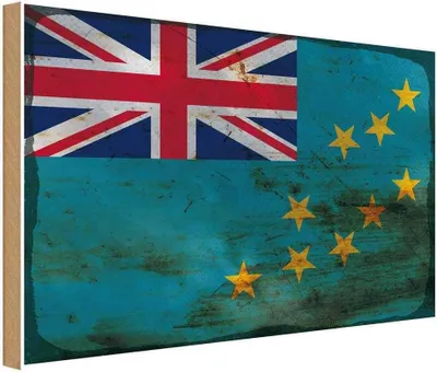 Produktbild von vianmo Holzschild 20x30 cm Tuvalu Rost Flagge Fahne Wappen
