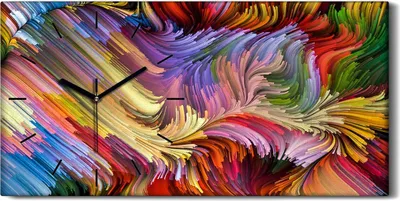 Produktbild von Leinwand Wanduhr Wandkunst Uhr 60x30 Abstraktes Design Flüssiglackierung - schwarze Hände