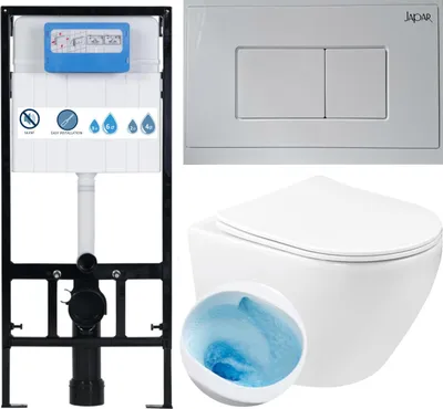Produktbild von Domotechnika | Wc-set 3in1 - Toilettenschüssel 48,5x37x36,5cm - Ständer 113x52x12cm - Wirbelspülung - Keramik-wc