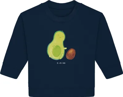 Produktbild von Mr. & Mrs. Panda Organic Baby Pullover Avocado Kern rollt 12. - 18. Monat - French Navy - Geschenk, Bullover, Liebe, Wunder, Geburtstag, Säugling