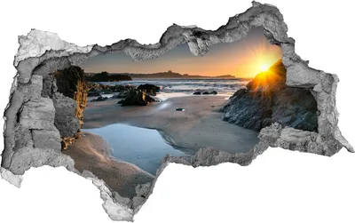 Produktbild von Selbstklebender Loch-3D-Aufkleber 95x73 cm Felsen am Strand