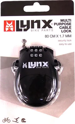 Produktbild von Lynx Aufrollbares Kabelschloss mit Zahlenkombination Knopfdruck 80 cm Stahl