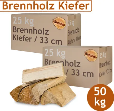 Obrázek produktu pro Borovice Palivové dřevo Palivové dřevo 50 kg Pro kamna a krb Ohnivá mísa Grilovací polena Palivové dřevo Dřevo 33 cm sušené v peci Flameup